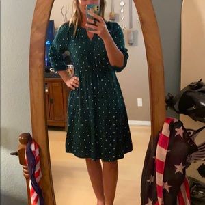 Green Polka-dot Knee Length Dress
